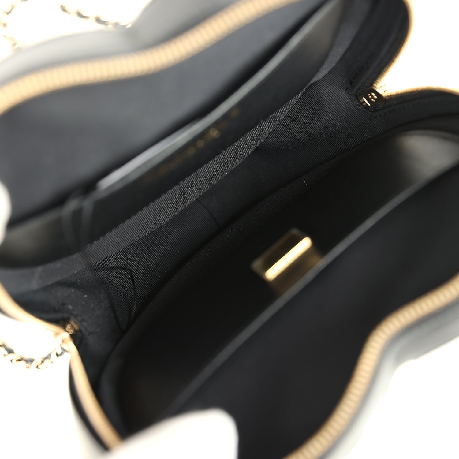 CC In Love Large Heart Bag with Chain Black Lambskin Light Gold Hardware