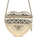 CC In Love Large Heart Bag with Chain Gold Metallic Lambskin Light Gold Hardware