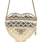 CC In Love Large Heart Bag with Chain Gold Metallic Lambskin Light Gold Hardware