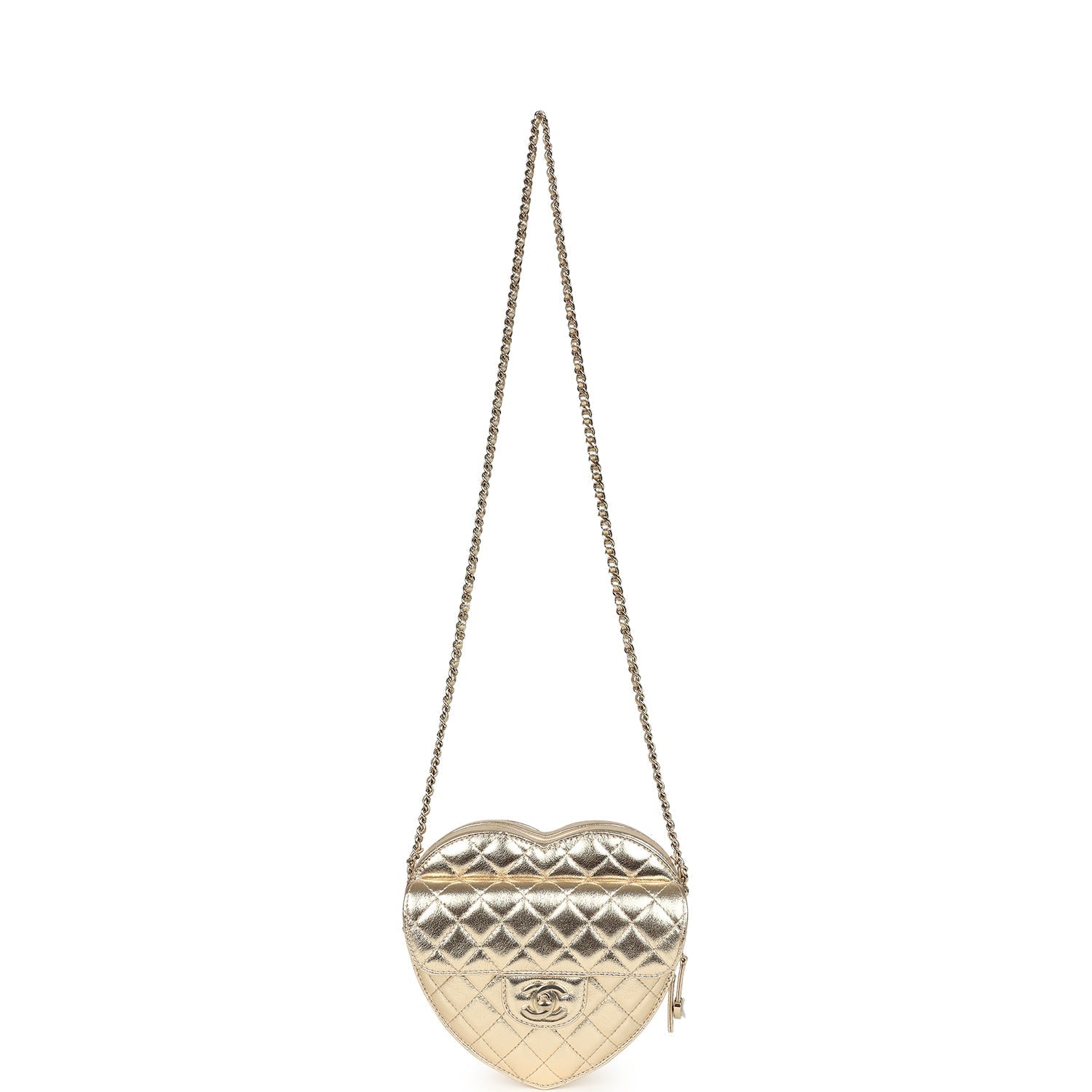 Chanel CC In Love Large Heart Bag with Chain Gold Metallic Lambskin Light Gold Hardware