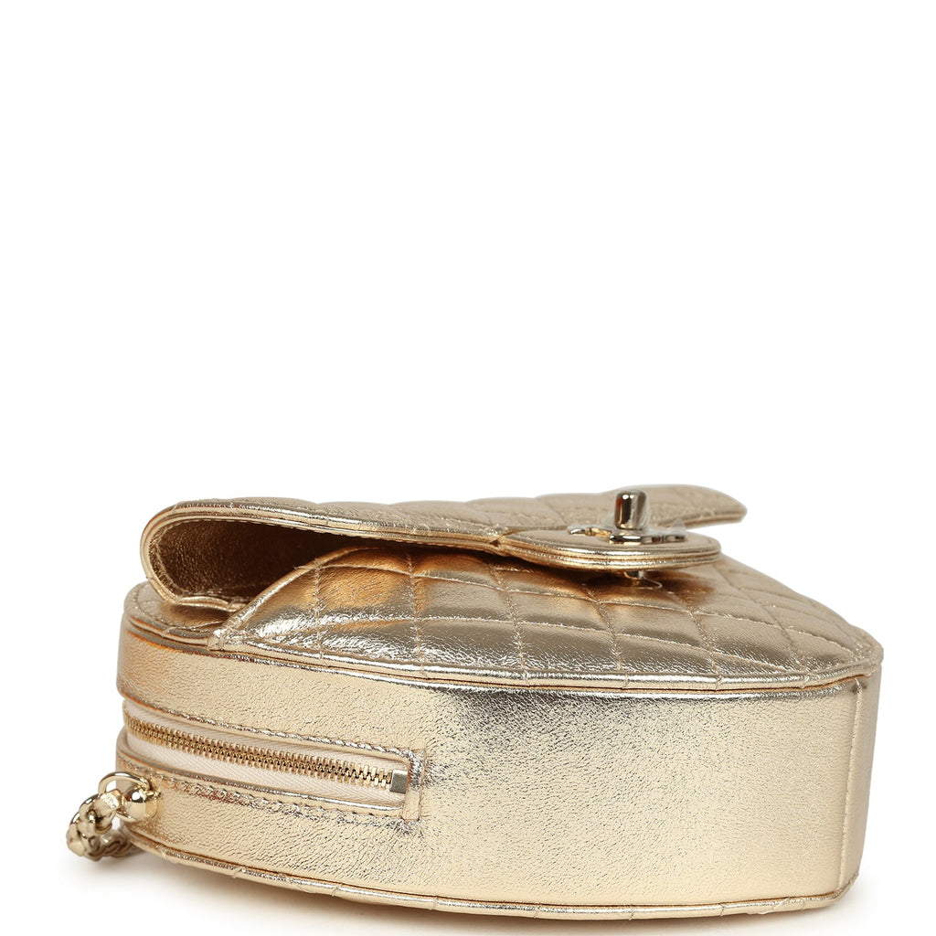 CC In Love Large Heart Bag with Chain Gold Metallic Lambskin Light Gold Hardware