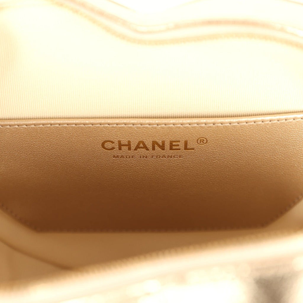 CC In Love Large Heart Bag with Chain Gold Metallic Lambskin Light Gold Hardware