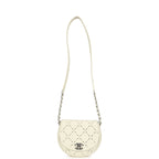Perforated Messenger Bag White Caviar Silver Hardware