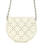 Perforated Messenger Bag White Caviar Silver Hardware