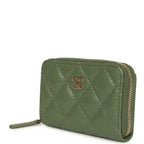 Classic Zipped Coin Purse Wallet Khaki Shiny Caviar Light Gold Hardware