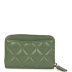 Classic Zipped Coin Purse Wallet Khaki Shiny Caviar Light Gold Hardware