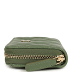 Classic Zipped Coin Purse Wallet Khaki Shiny Caviar Light Gold Hardware