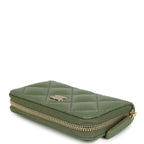 Classic Zipped Coin Purse Wallet Khaki Shiny Caviar Light Gold Hardware
