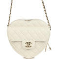 CC In Love Large Heart Bag with Chain White Lambskin Light Gold Hardware