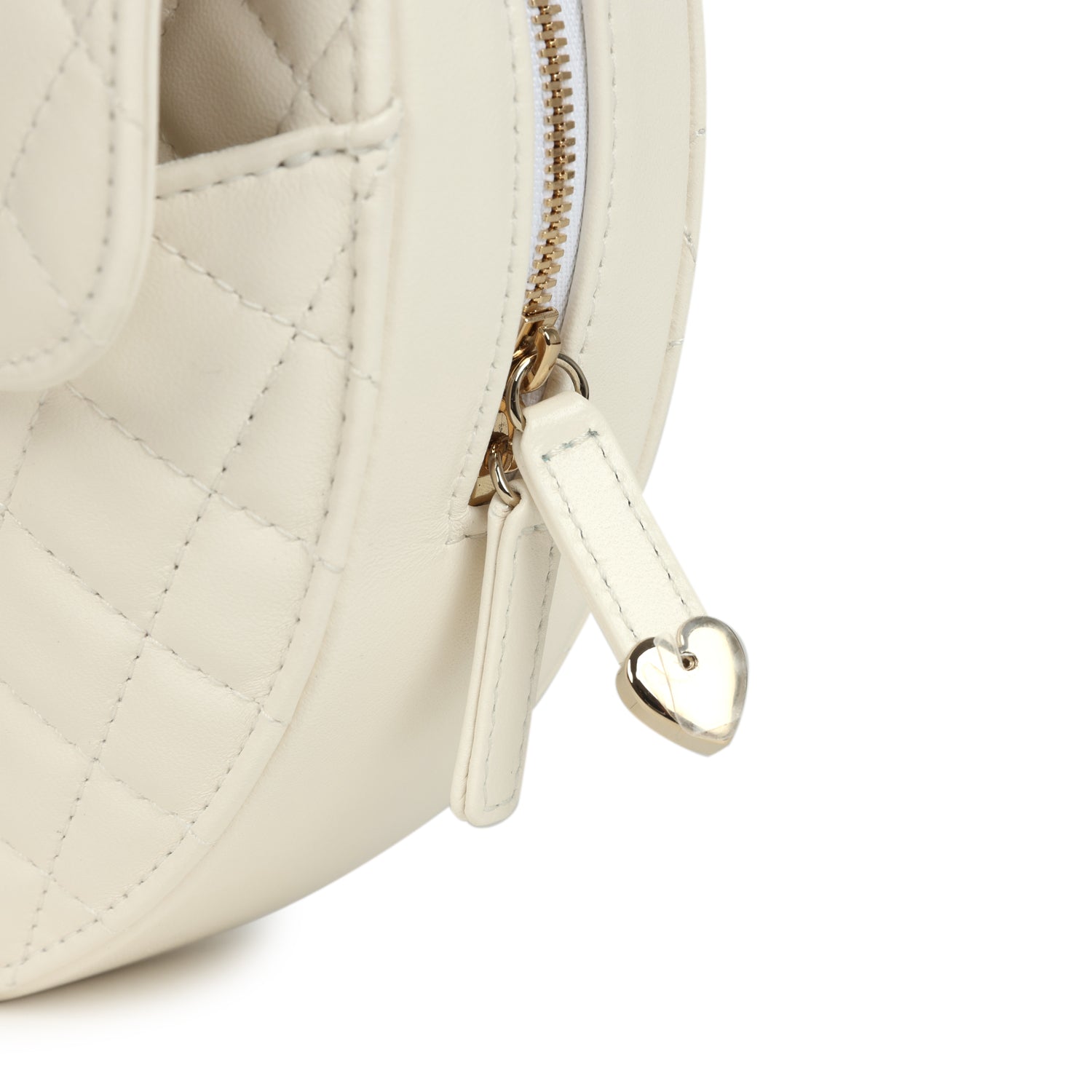 CC In Love Large Heart Bag with Chain White Lambskin Light Gold Hardware