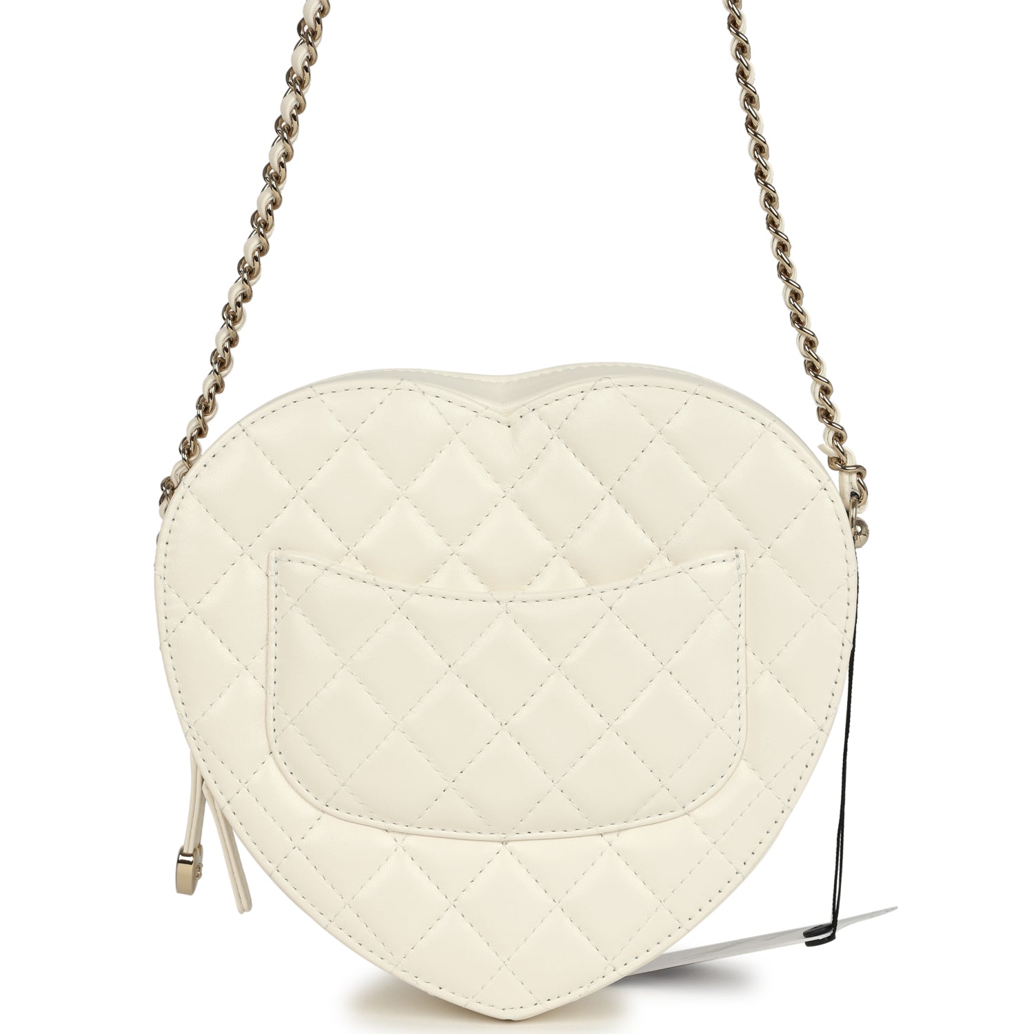CC In Love Large Heart Bag with Chain White Lambskin Light Gold Hardware