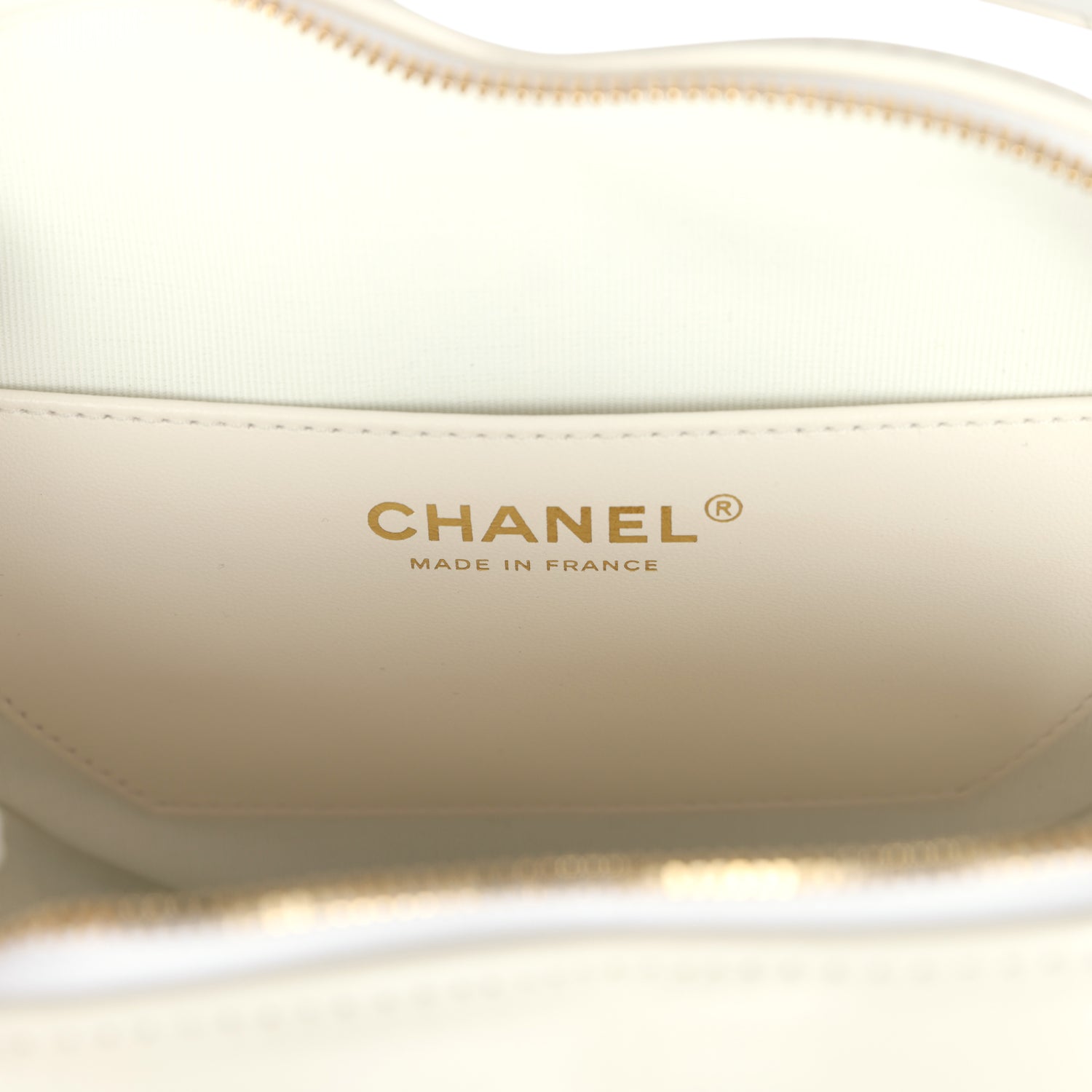 CC In Love Large Heart Bag with Chain White Lambskin Light Gold Hardware