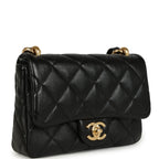 Small Funky Town Flap Bag Black Shiny Lambskin Aged Gold Hardware