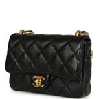 Small Funky Town Flap Bag Black Shiny Lambskin Aged Gold Hardware