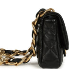 Small Funky Town Flap Bag Black Shiny Lambskin Aged Gold Hardware