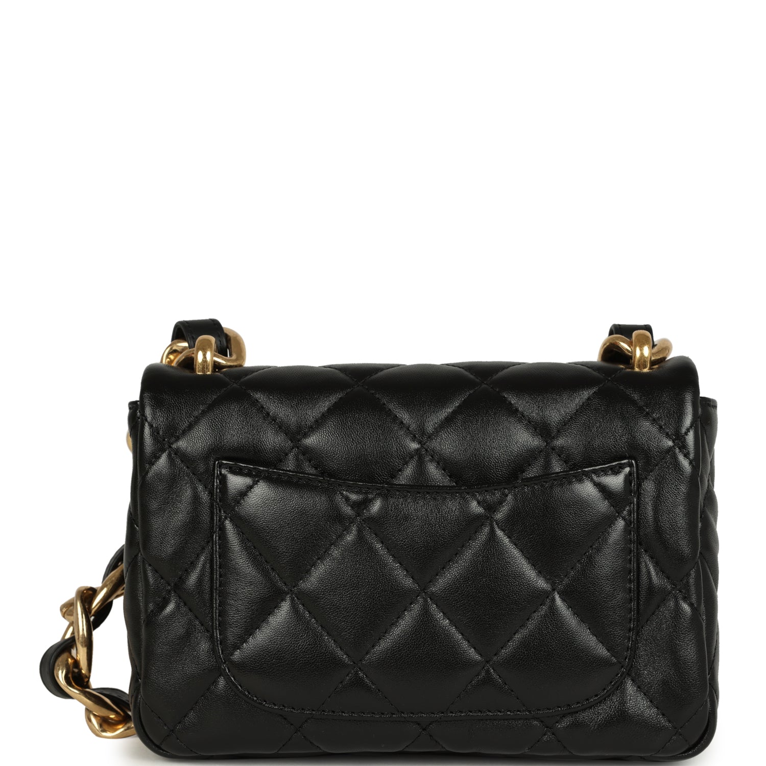 Small Funky Town Flap Bag Black Shiny Lambskin Aged Gold Hardware