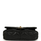 Small Funky Town Flap Bag Black Shiny Lambskin Aged Gold Hardware