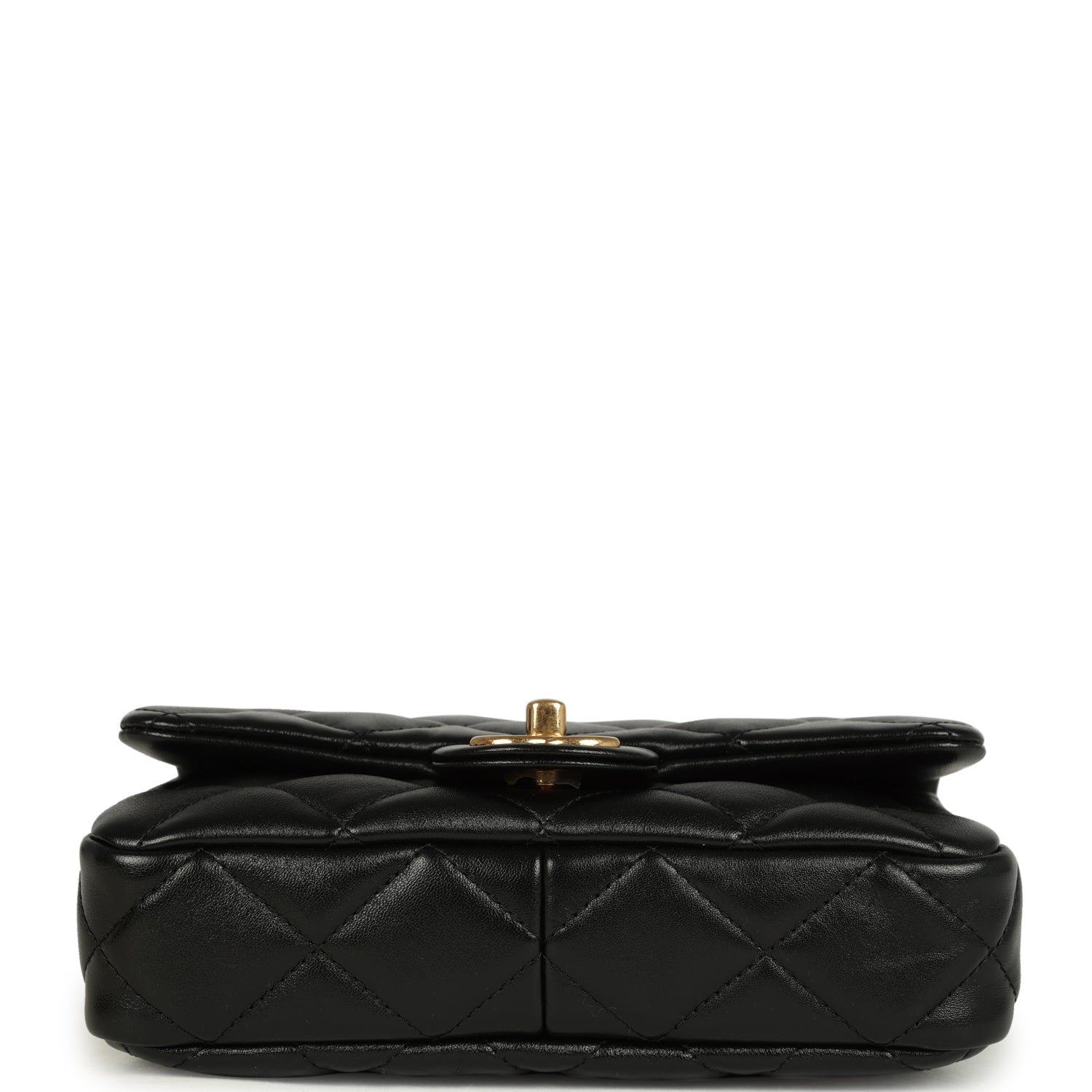 Small Funky Town Flap Bag Black Shiny Lambskin Aged Gold Hardware