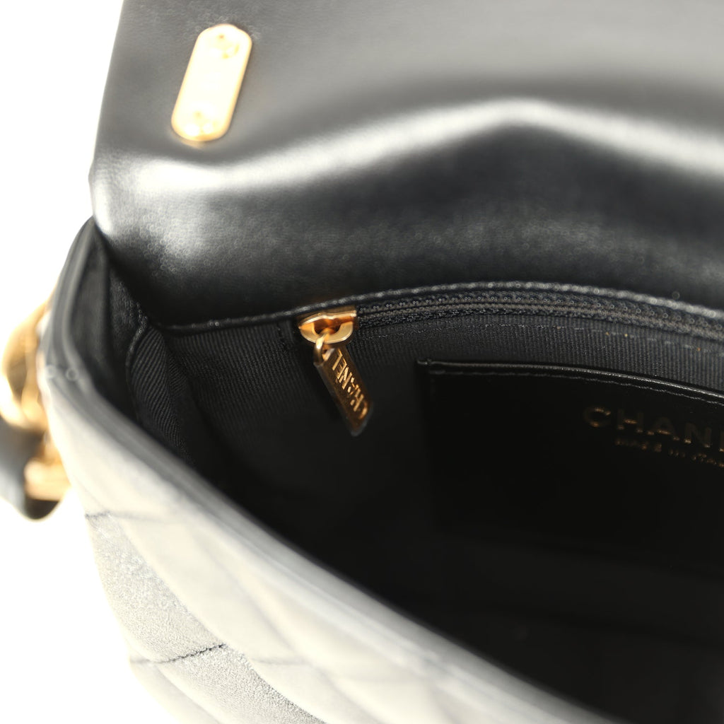Small Funky Town Flap Bag Black Shiny Lambskin Aged Gold Hardware