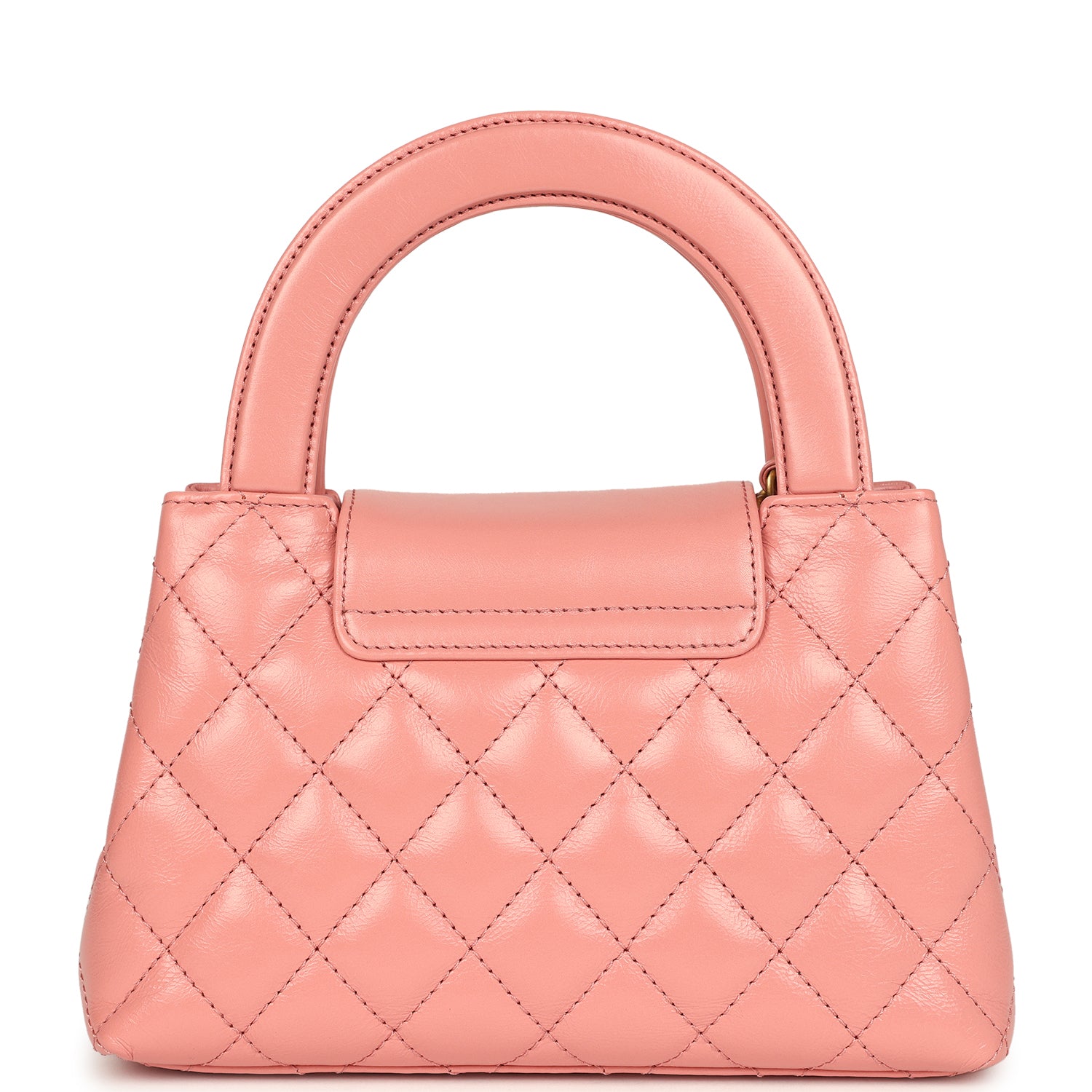 Small Kelly Shopper Coral Shiny Aged Calfskin Brushed Gold Hardware