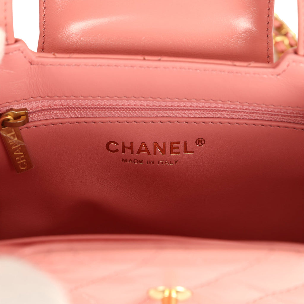 Small Kelly Shopper Coral Shiny Aged Calfskin Brushed Gold Hardware