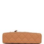 Top Handle Long Vanity Case with Chain Dark Beige Shiny Caviar Light Gold Hardware