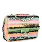 Mini Striped Coco Flap Bag Multicolor White Sequins Light Gold Hardware