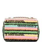 Mini Striped Coco Flap Bag Multicolor White Sequins Light Gold Hardware