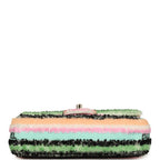 Mini Striped Coco Flap Bag Multicolor White Sequins Light Gold Hardware