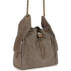 Medium 25 Hobo Bag Dark Grey Suede Antique Gold Hardware