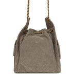 Medium 25 Hobo Bag Dark Grey Suede Antique Gold Hardware