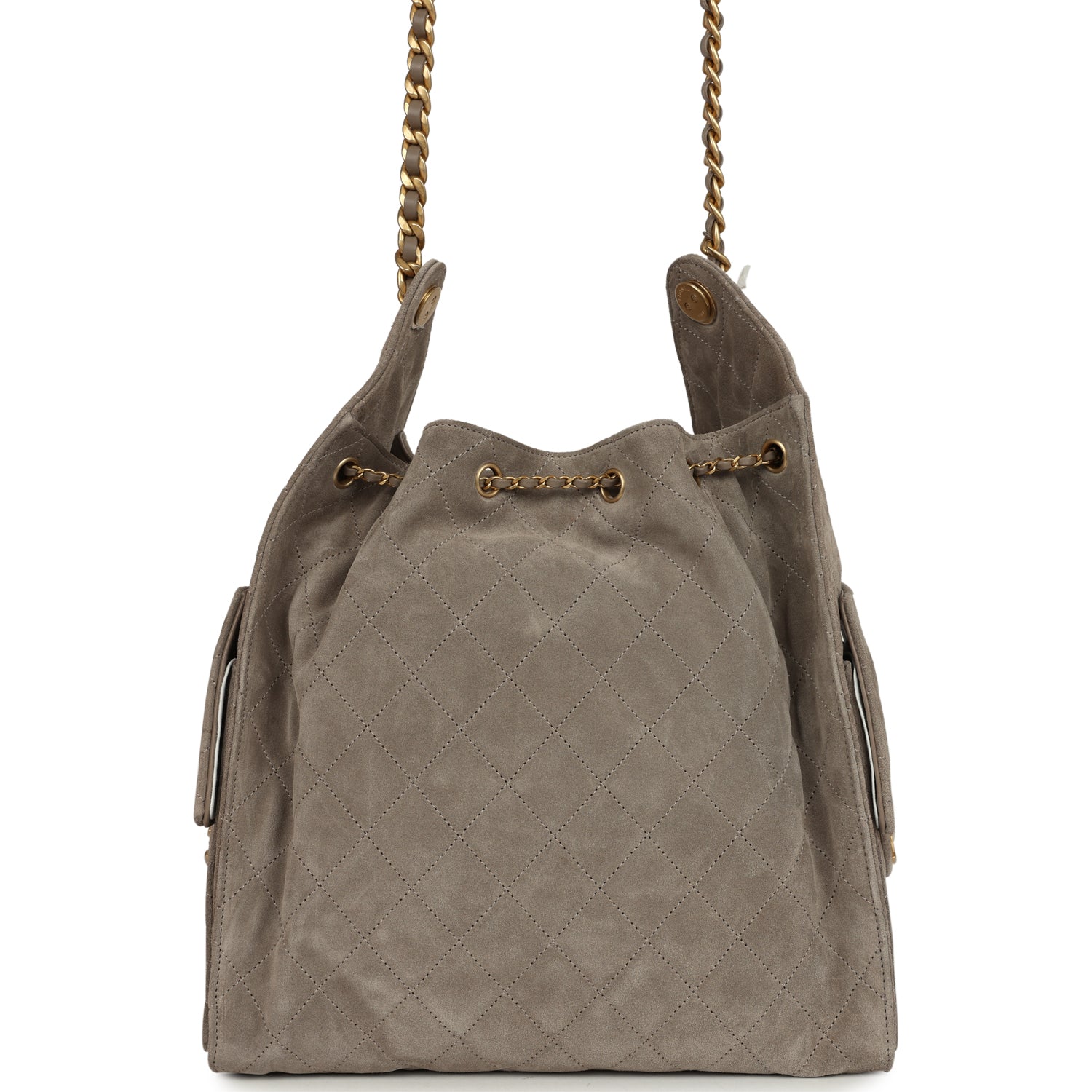 Medium 25 Hobo Bag Dark Grey Suede Antique Gold Hardware