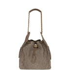 Medium 25 Hobo Bag Dark Grey Suede Antique Gold Hardware