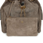 Medium 25 Hobo Bag Dark Grey Suede Antique Gold Hardware