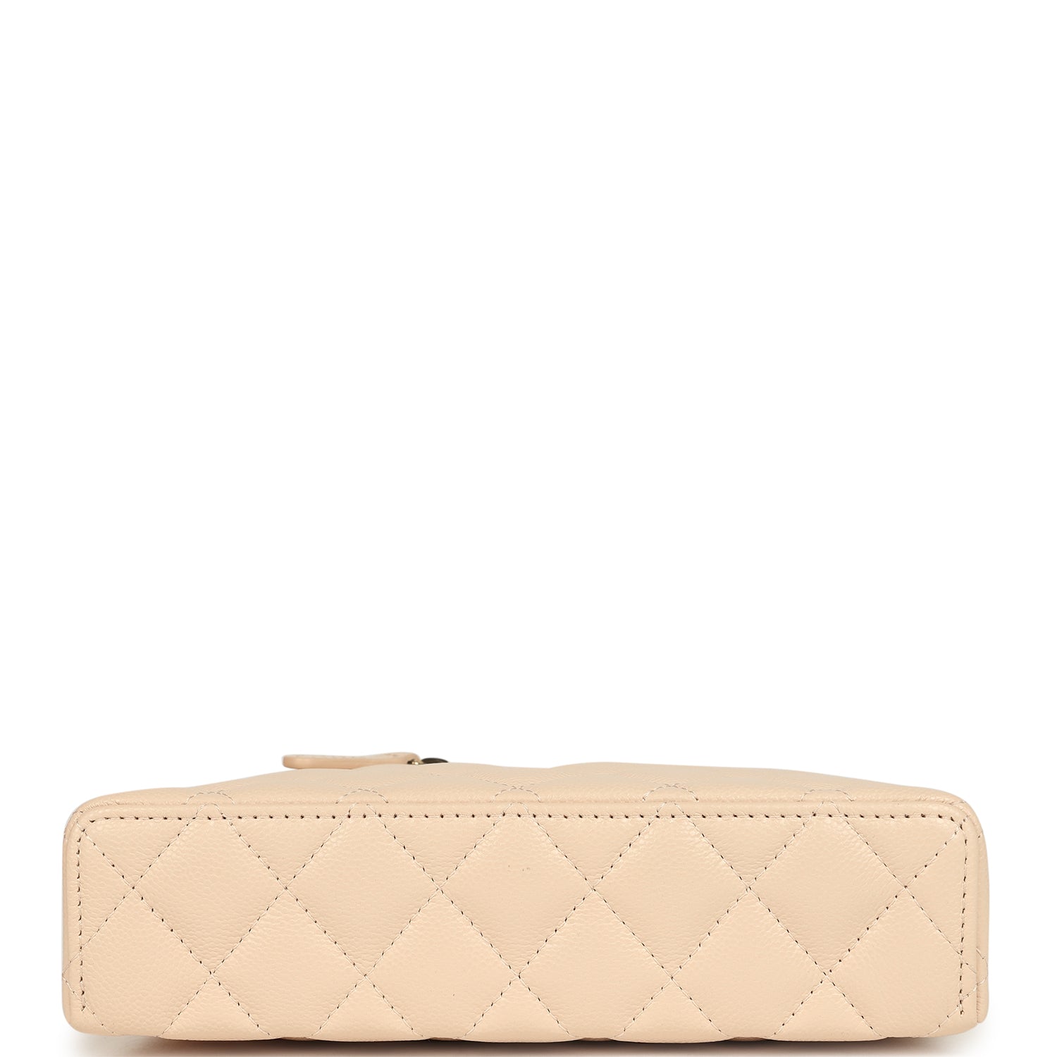 Top Handle Long Vanity Case with Chain Light Beige Shiny Caviar Light Gold Hardware