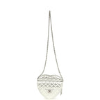 CC In Love Large Heart Bag with Chain Silver Metallic Lambskin Silver Hardware