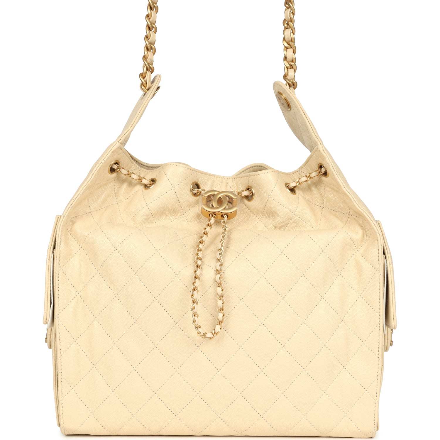 Medium 25 Hobo Bag Light Beige Caviar Antique Gold Hardware