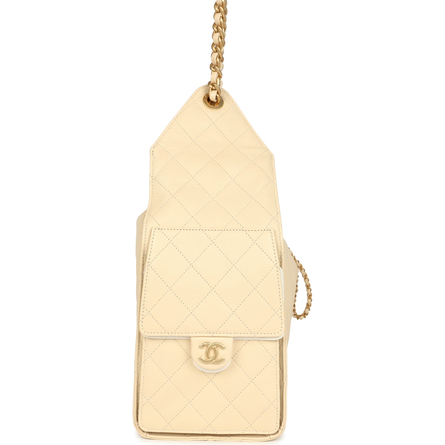 Medium 25 Hobo Bag Light Beige Caviar Antique Gold Hardware
