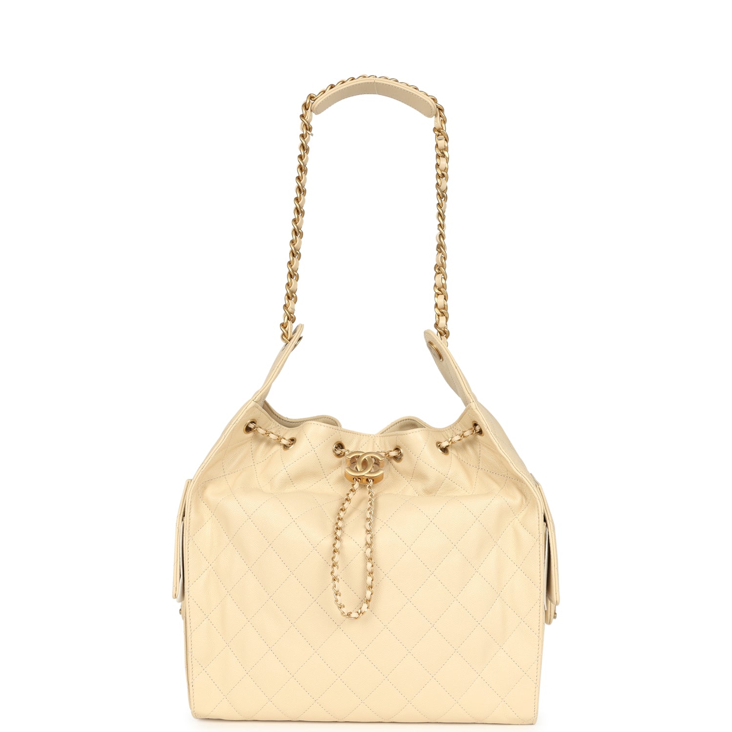 Medium 25 Hobo Bag Light Beige Caviar Antique Gold Hardware