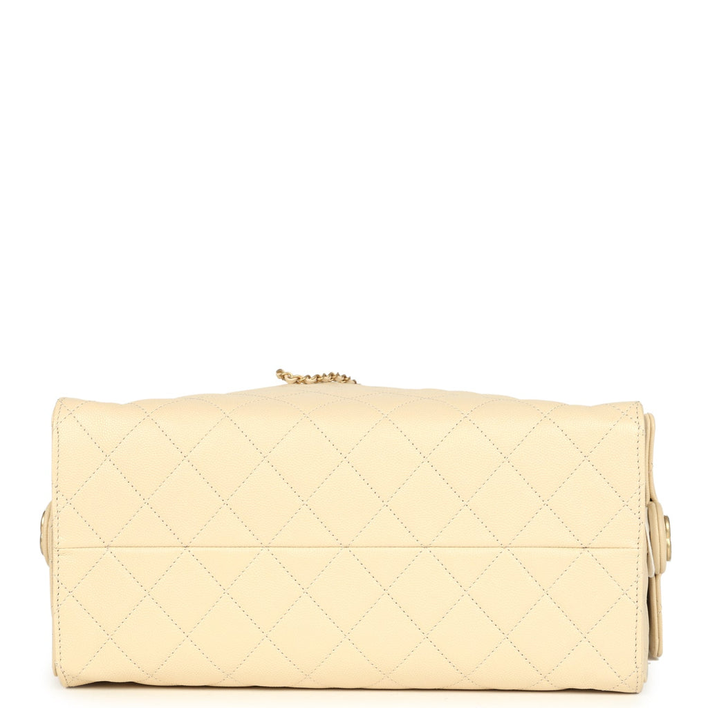 Medium 25 Hobo Bag Light Beige Caviar Antique Gold Hardware