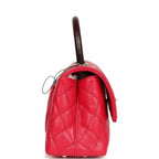 Mini Coco Top Handle Flap Bag Dark Red Shiny Caviar and Burgundy Lizard Light Gold Hardware