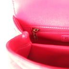 Mini Coco Top Handle Flap Bag Dark Red Shiny Caviar and Burgundy Lizard Light Gold Hardware