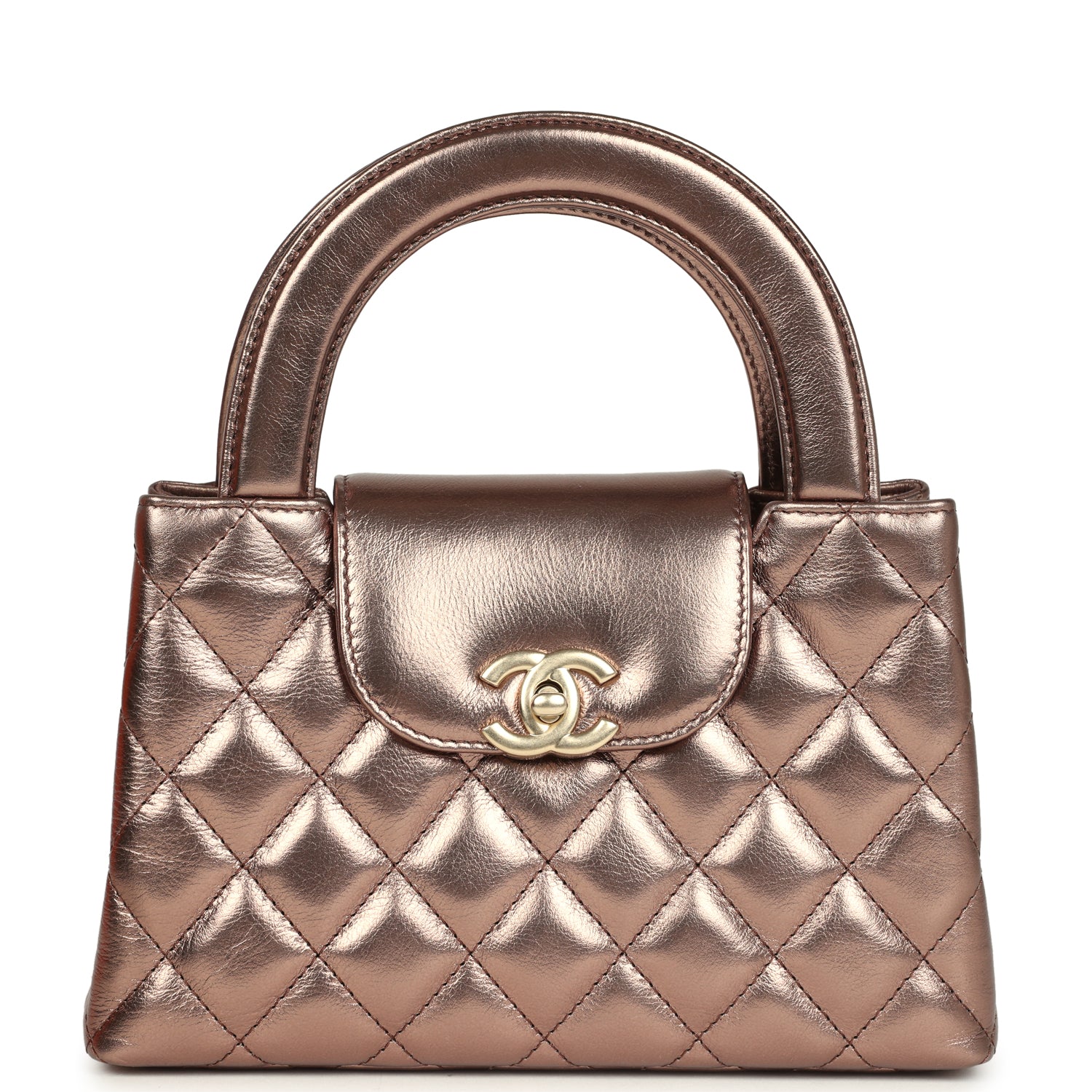 Chanel Small Kelly Shopper Metallic Bronze Calfskin Brushed Gold Hardware