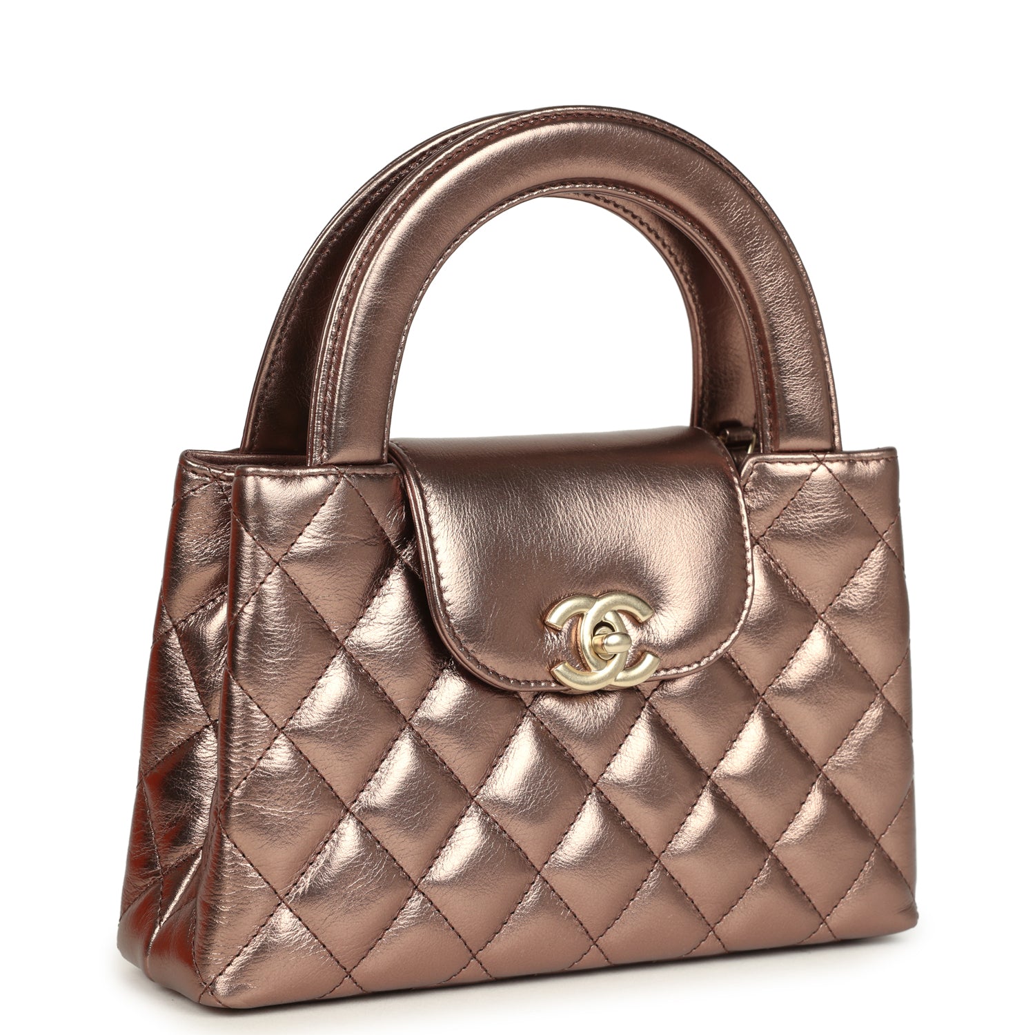 Chanel Small Kelly Shopper Metallic Bronze Calfskin Brushed Gold Hardware