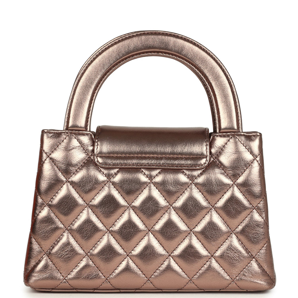 Small Kelly Shopper Metallic Bronze Calfskin Brushed Gold Hardware