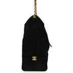 Medium 25 Hobo Bag Black Suede Antique Gold Hardware