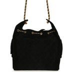 Medium 25 Hobo Bag Black Suede Antique Gold Hardware