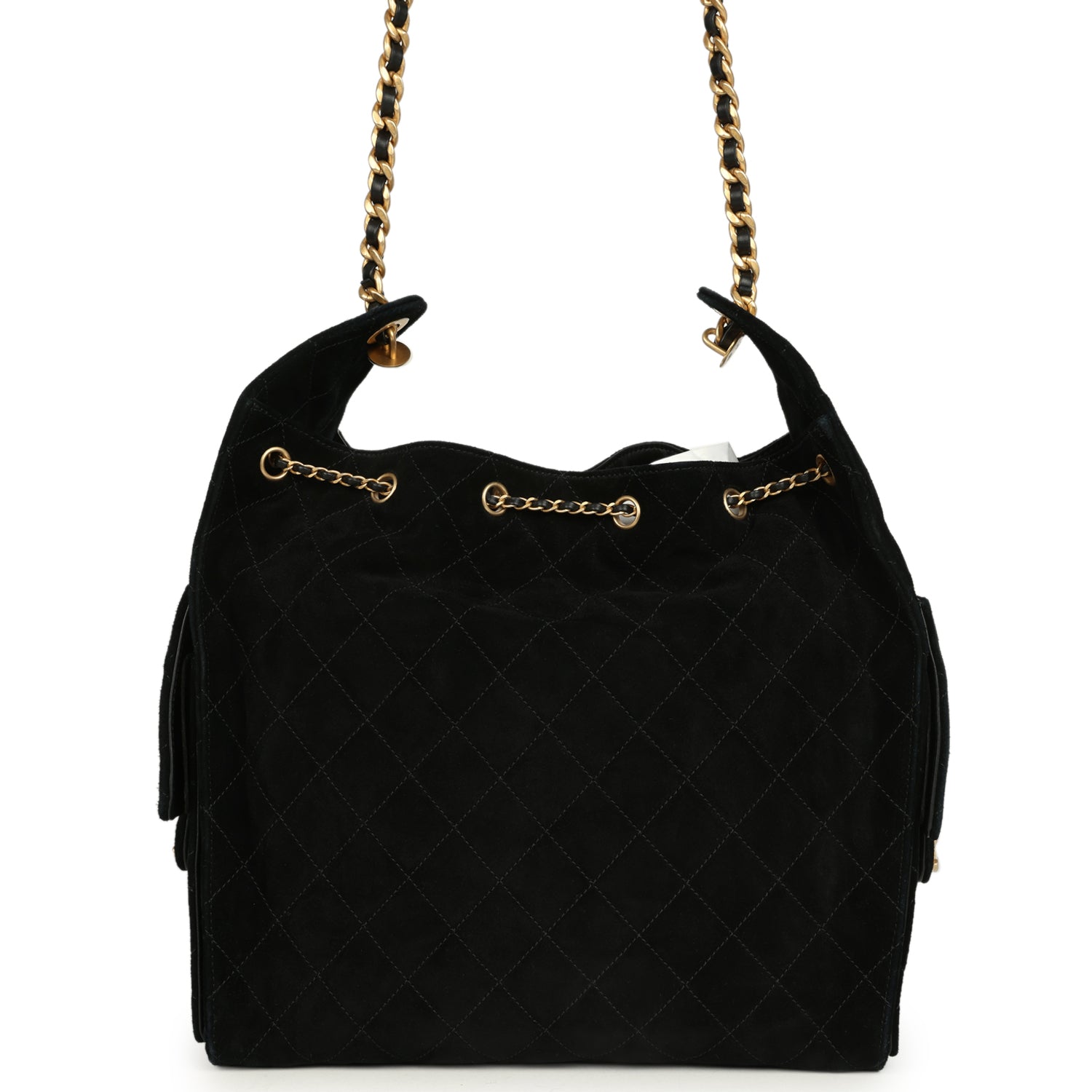 Medium 25 Hobo Bag Black Suede Antique Gold Hardware