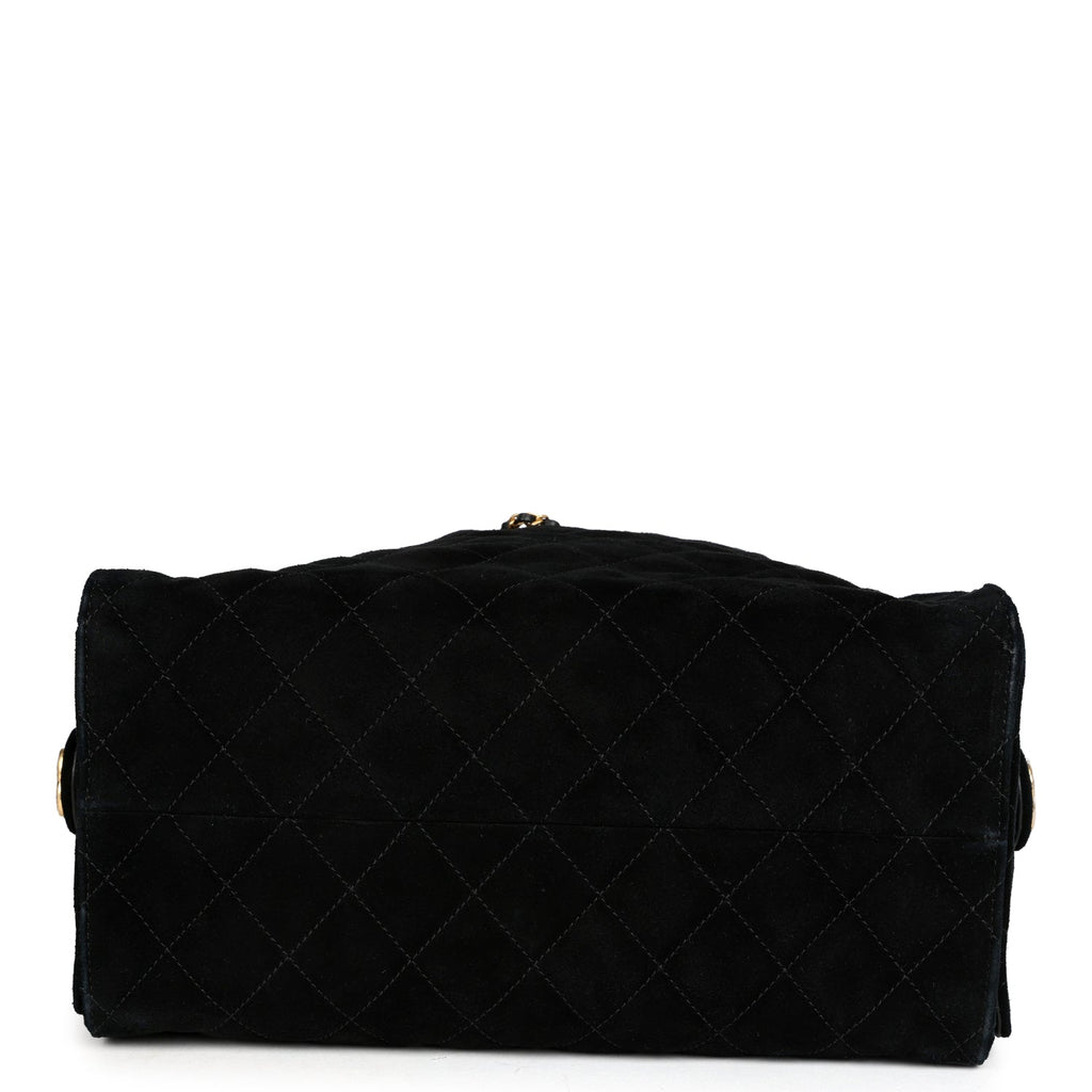 Medium 25 Hobo Bag Black Suede Antique Gold Hardware