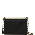 Small Chic Pearls Flap Bag Black Goatskin Antique Gold Hardware